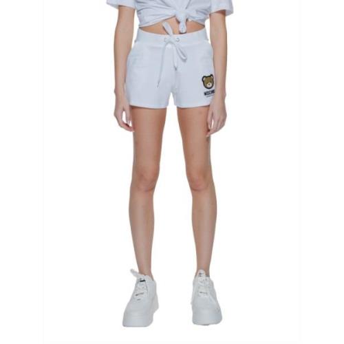 Love Moschino Vita Sportiga Shorts Logo Print White, Dam