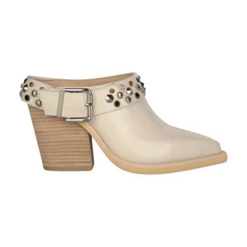 Alma EN Pena Studded Heeled Clogs White, Dam