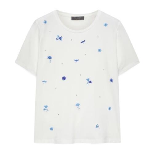 Elena Mirò Broderad T-shirt med pärlor Multicolor, Dam