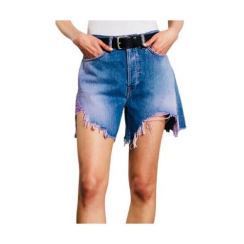 3X1 Högmidjade Blake Lila Shorts Blue, Dam