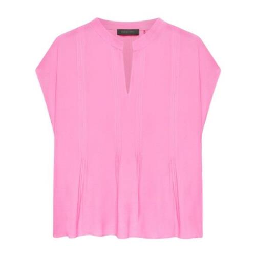 Elena Mirò Crep de Chine Veckad Blus Pink, Dam