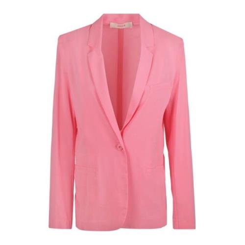 Jucca Creponne Blazer med Reguljär Revers Pink, Dam