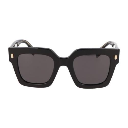 Fendi Fyrkantiga Acetat Solglasögon Black, Dam