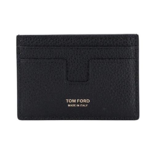 Tom Ford Svart Läderplånbok med Logotyptryck Black, Herr