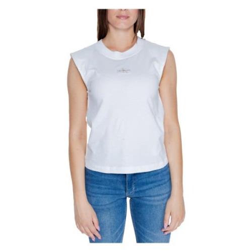 Calvin Klein Jeans Vävd Label T-shirt Höst/Vinter Kollektion White, Da...