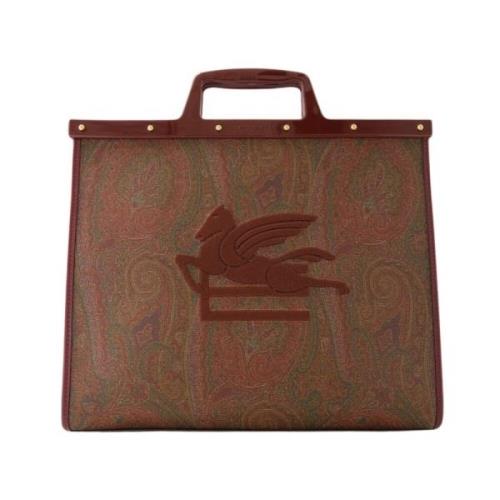 Etro Röd Läder Love Trotter Shopper Red, Dam