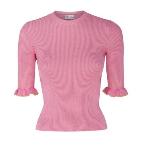 RED Valentino Rosa Rynkad Detalj Stickad Topp Pink, Dam