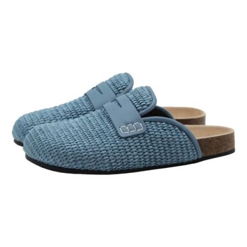 JW Anderson Raffia Mules med Läderdetaljer Blue, Dam