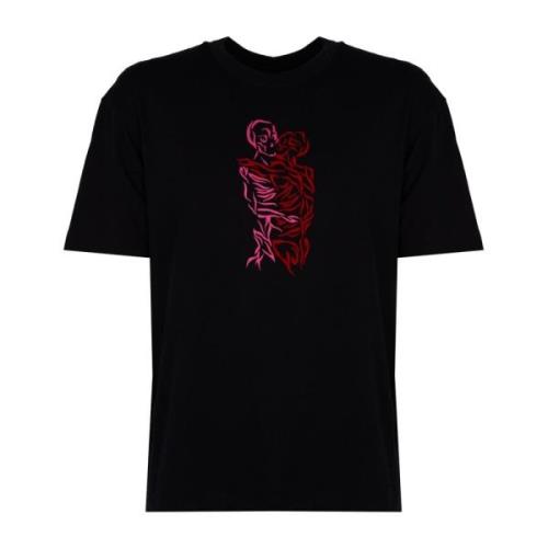 Les Hommes Elegant Rund Hals T-shirt Black, Herr