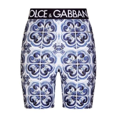 Dolce & Gabbana Klar Blå Majolica Print High Waist Shorts Multicolor, ...
