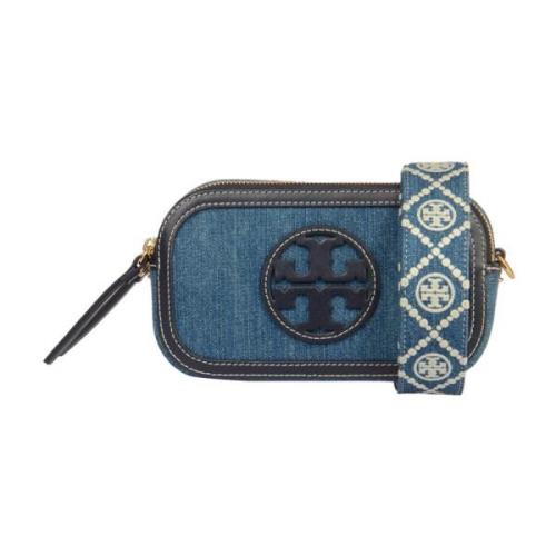 Tory Burch Denim Mini Crossbody Väska Blue, Dam