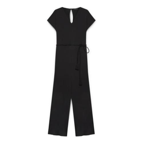 Elena Mirò Crepe Jersey Jumpsuit med V-ringning Black, Dam