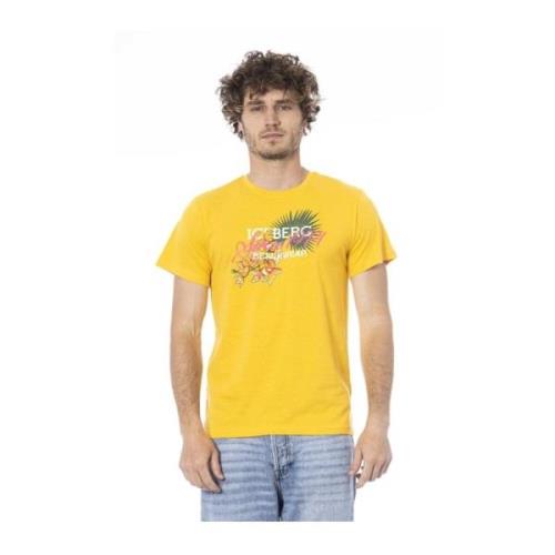 Iceberg Logo Print Crew Neck T-Shirt Yellow, Herr