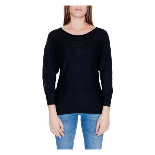 Guess Bat Sleeve Logo Top Höst/Vinter Kollektion Black, Dam