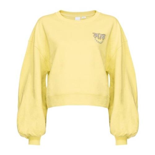 Pinko Love Birds Broderad Gul Sweatshirt Yellow, Dam