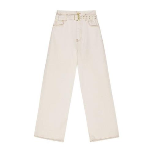 Ganni Denim Paperbag Jeans White, Dam