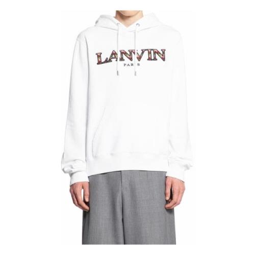 Lanvin Paris Logo Hoodie med Curb Lace White, Herr
