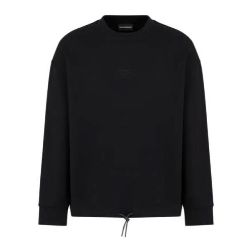 Emporio Armani Svart Sweatshirt med Örnlogo och Bokstäver Black, Herr