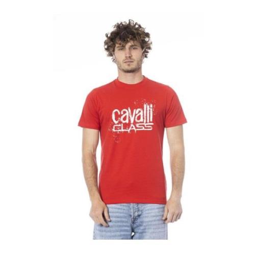 Cavalli Class Röd Logo T-shirt Crew Neck Bomull Red, Herr