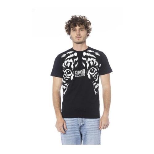 Cavalli Class Logo Print Crew Neck T-Shirt Black, Herr