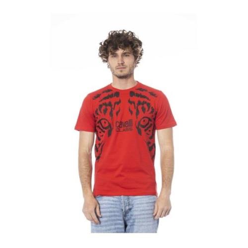 Cavalli Class Röd Logo Print Bomull T-shirt Red, Herr