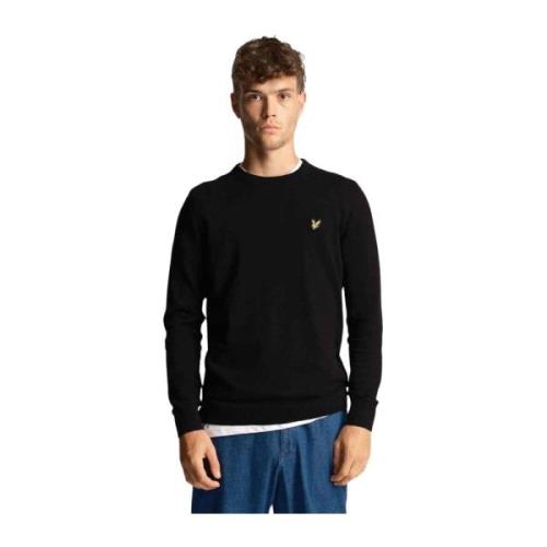 Lyle & Scott Bomull Merino Crew Neck Tröja Black, Herr