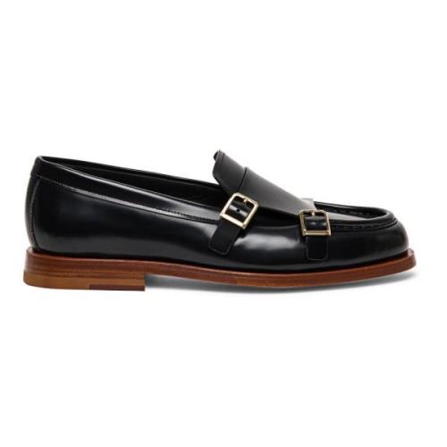 Santoni Läder Loafer för Kvinnor Black, Dam