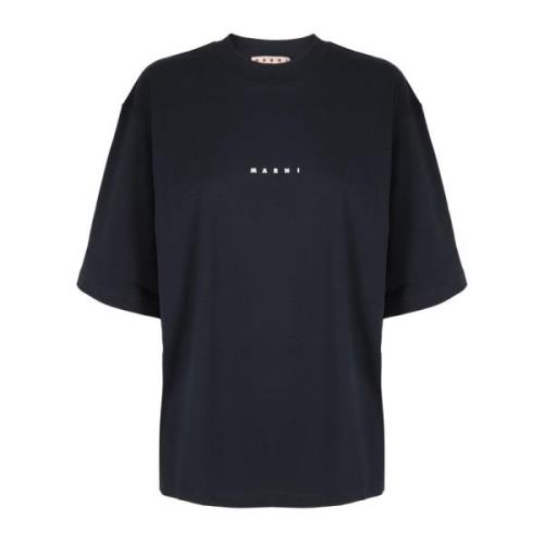 Marni Avslappnad Bomull T-shirt Blue, Dam