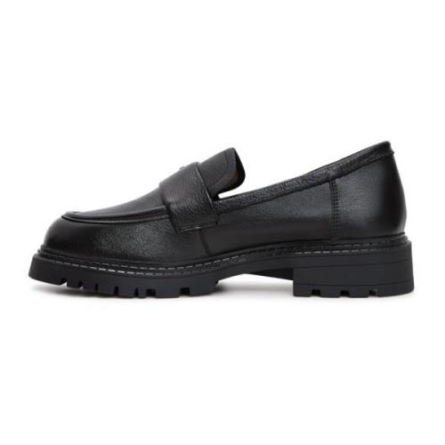 Cesare Gaspari Läder Blockklack Loafers Black, Dam