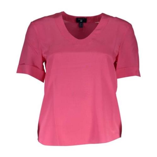 Gant Rosa Silke V-Hals Tops Pink, Dam