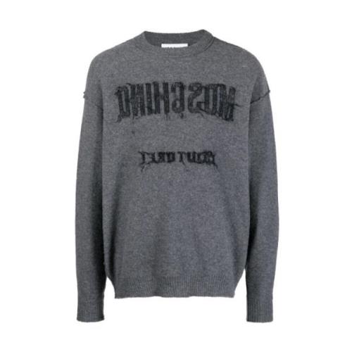 Moschino Mörkgrå Stickad Tröja Gray, Herr