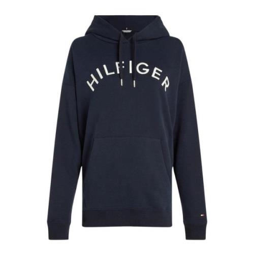 Tommy Hilfiger Hoodie med Front Logo Blue, Dam