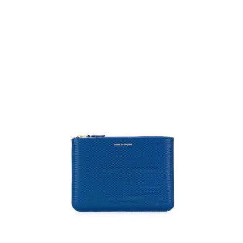 Comme des Garçons Blå Läderclutch med Logoplack Blue, Dam