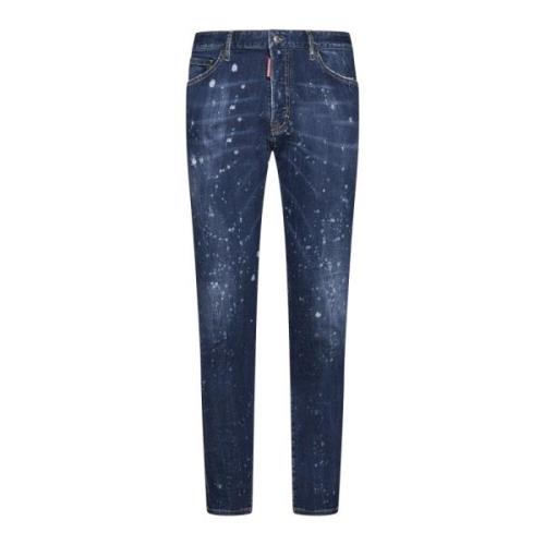 Dsquared2 Blå Paint-Splatter Skinny-Cut Jeans Blue, Herr