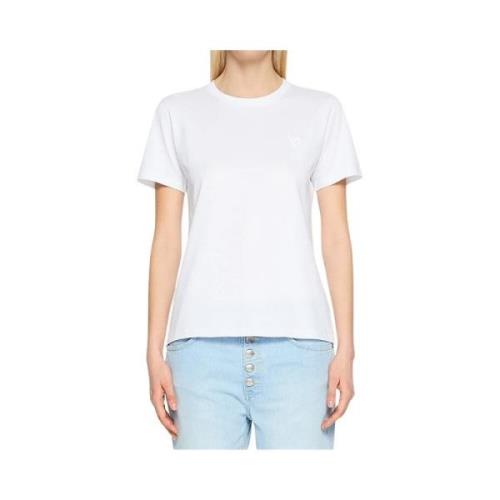 Dondup Vit Bomull T-shirt med Broderat Logotyp White, Dam