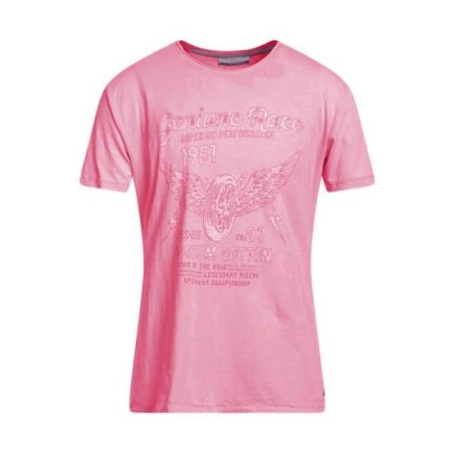 YES ZEE Bomull Tryck T-shirt & Top Pink, Herr