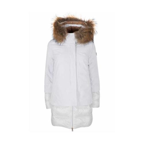 YES ZEE Hög hals zip-up jacka med logotyp White, Dam