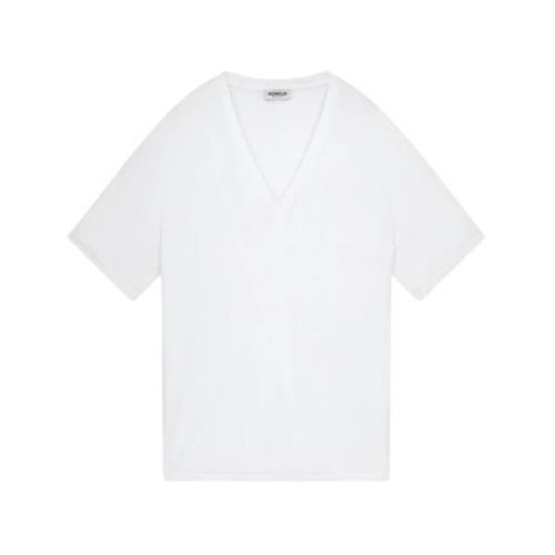 Dondup V-ringad Jersey T-shirt White, Dam