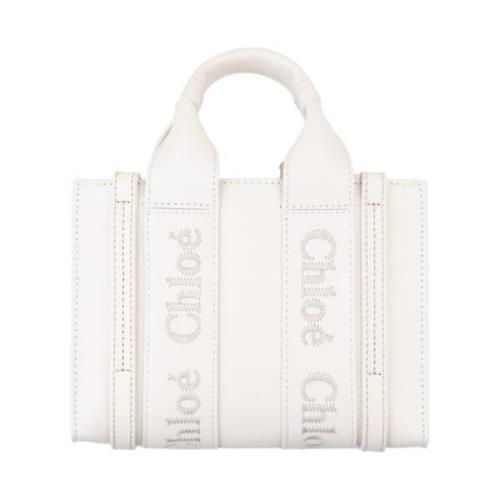 Chloé Vit Woody Mini Toteväska White, Dam