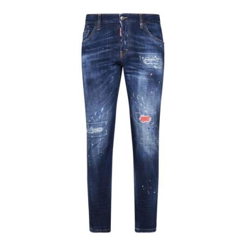 Dsquared2 Blå Distressed Denim Jeans Blue, Herr