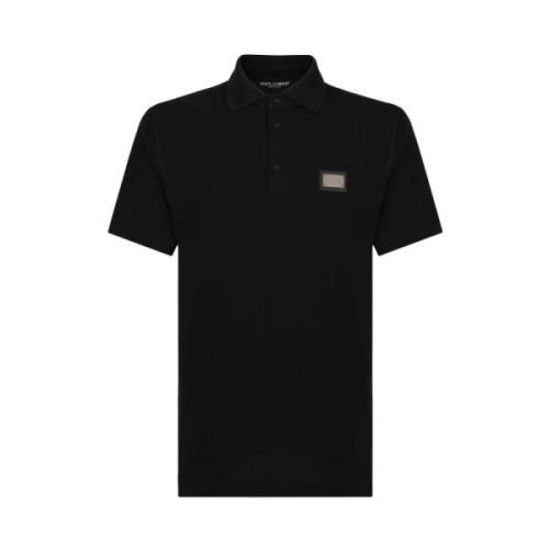 Dolce & Gabbana Svart Bomull Logo Platta T-shirt Black, Herr