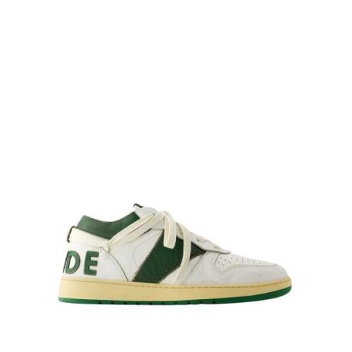 Rhude Vit/Grön Läder Låga Sneakers Multicolor, Herr