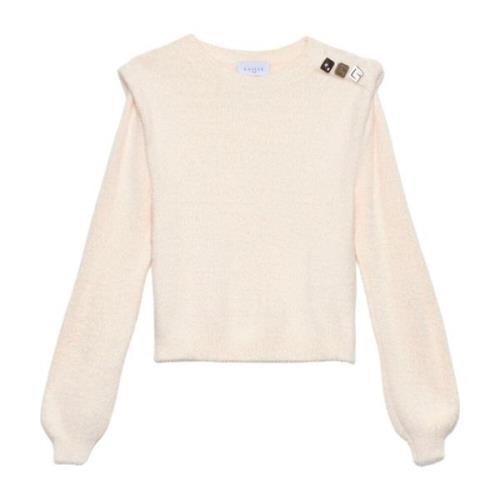 Gaëlle Paris Stickad Crewneck Sweater Beige, Dam