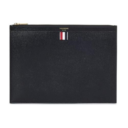 Thom Browne Svart Läder Dokumenthållare Clutch Black, Herr