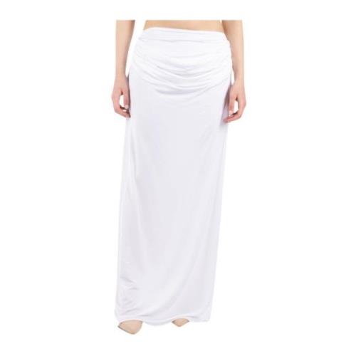 Magda Butrym Vit Midi Jersey Draperad Kjol White, Dam