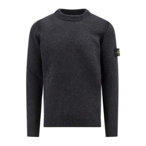 Stone Island Grå Stickat Aw24 Långärmad Gray, Herr