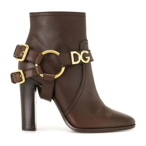 Dolce & Gabbana Eleganta Läder Ankelboots Brown, Dam
