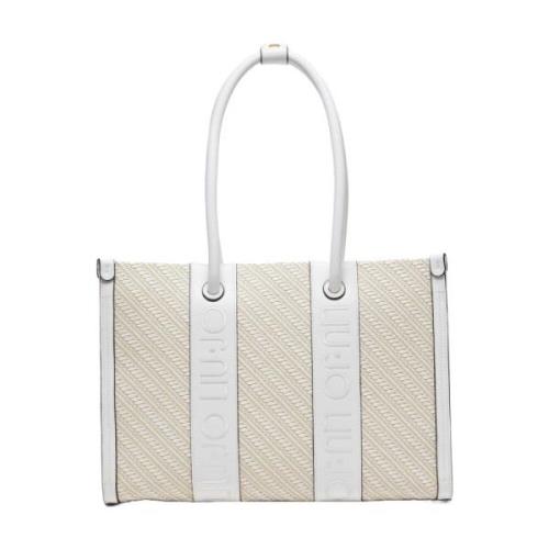 Liu Jo Beige Shopper Väska med Broderad Logotyp Beige, Dam