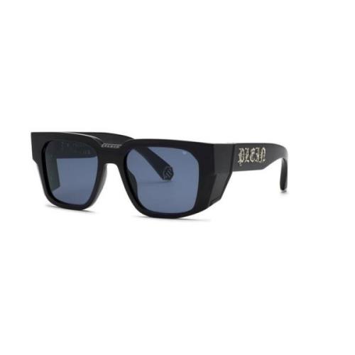 Philipp Plein Blå Lins Blank Svart Solglasögon Black, Unisex