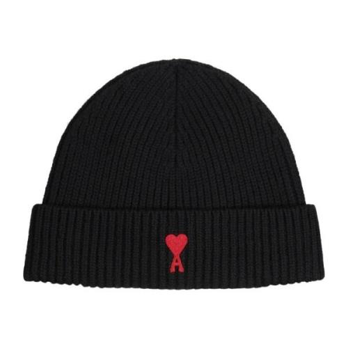 Ami Paris Logo Ull Beanie Varmt Material Black, Herr